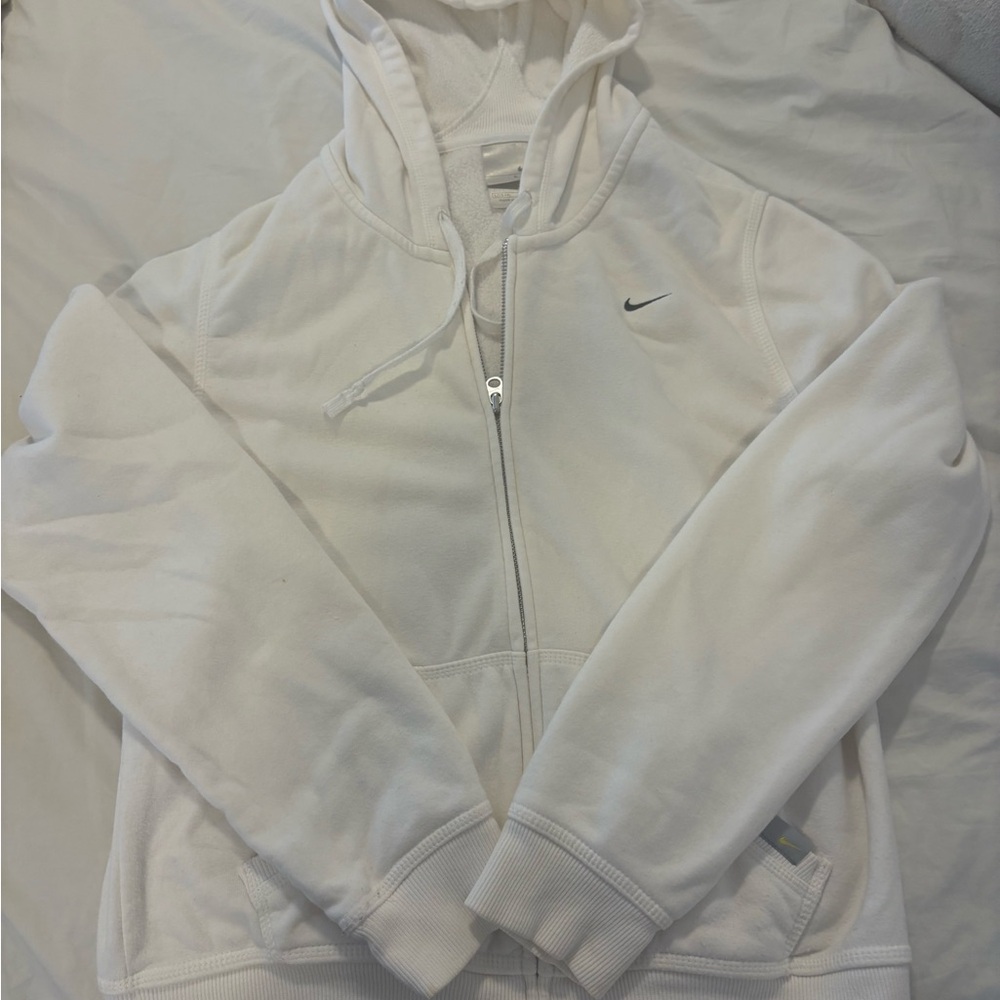 Nike Women's White Zip-Up Hoodie